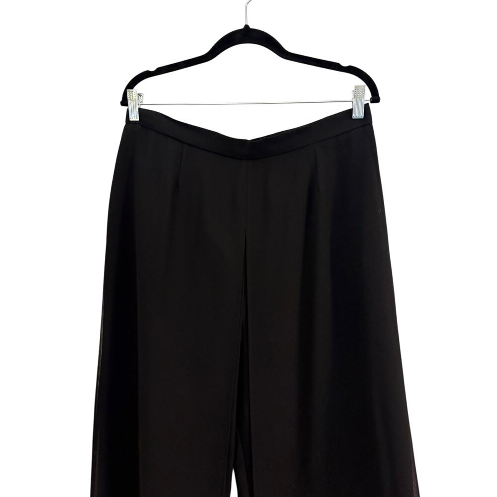 Joseph Ribkoff Classic Chiffon Overlay Black Flowy Pants Festive Holiday Party - Picture 4 of 11